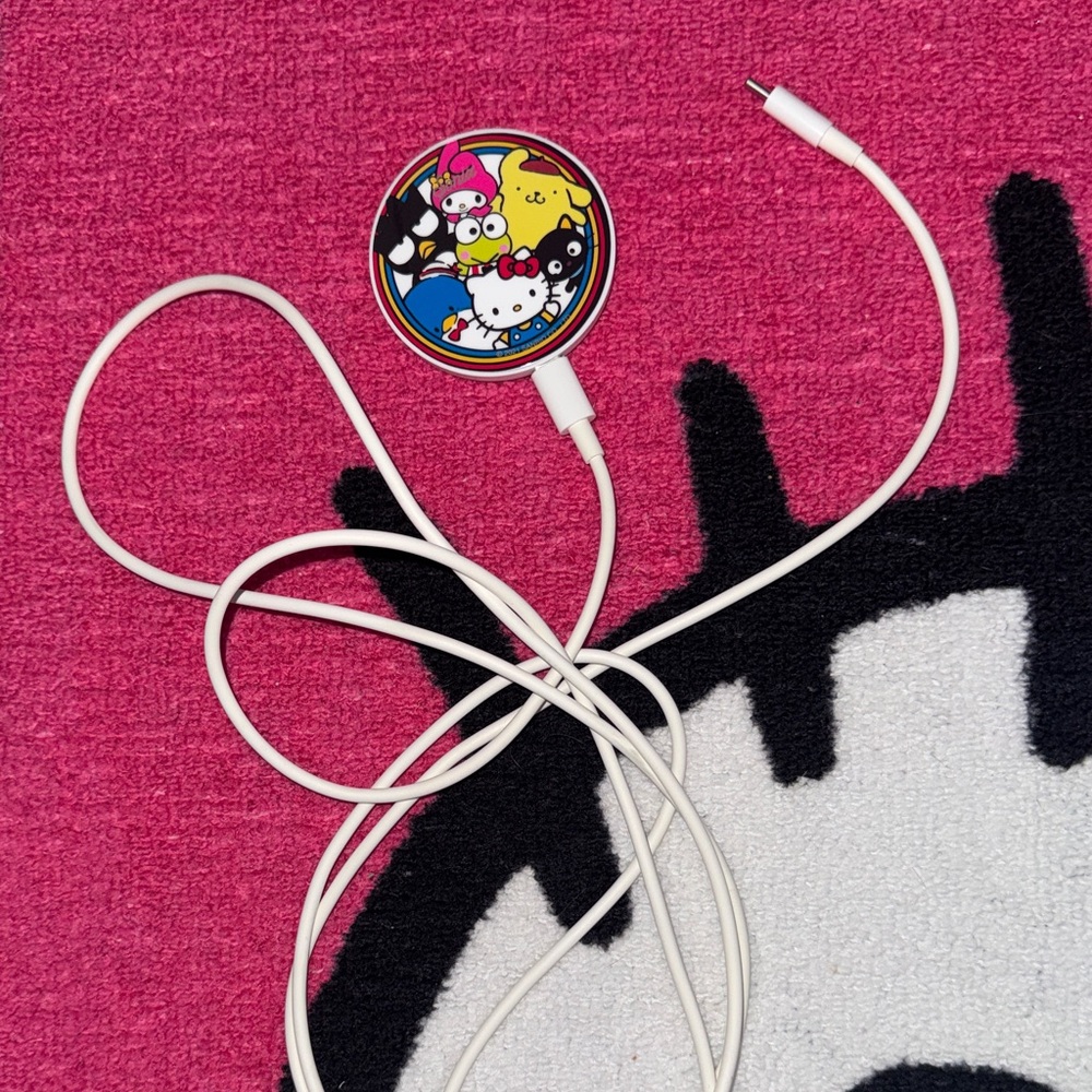 Sanrio White Magnetic Charger Cable with Colorful Character Puck